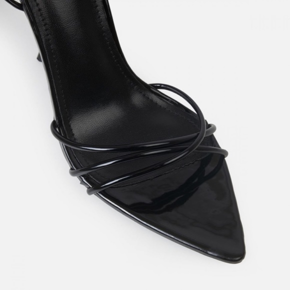 JAYLAH BLACK STRAPPY LACE UP POINTED STILETTO HEELS | SIMMI LONDON SHOES - Picture 2 of 3